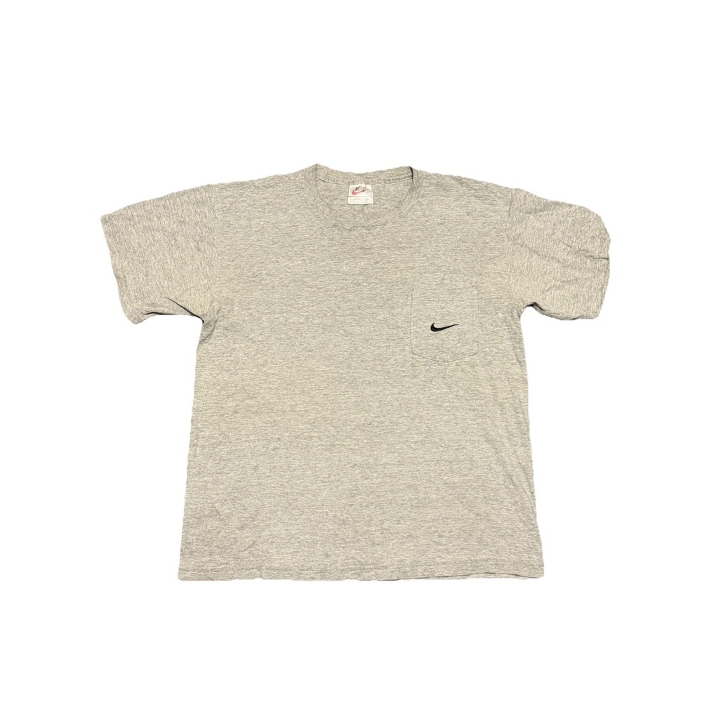 Vintage 90s Nike Swoosh Pocket T Shirt Size Medium Grey Made In USA